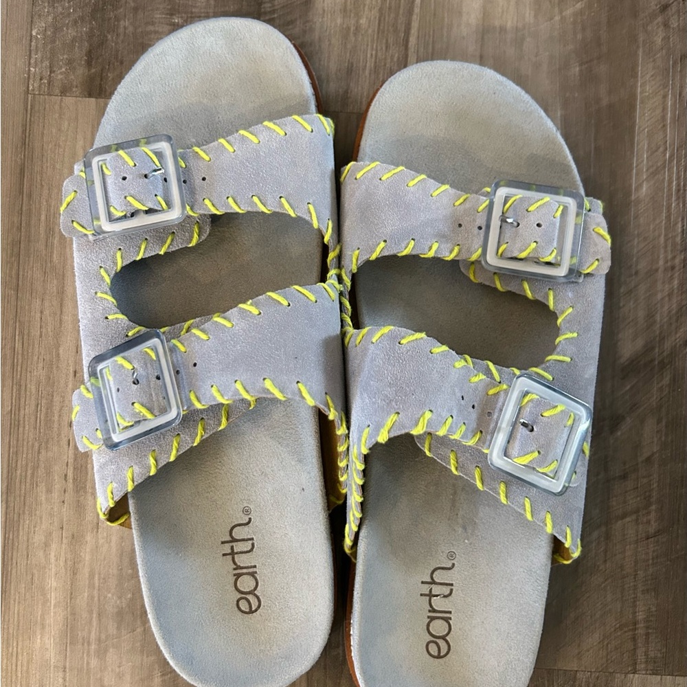 Earth Sandals with Gray and Yellow Accents